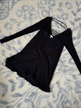 bp Black Long-Sleeve Strappy Back Women's Skater Dress —- Size: Small